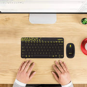 Logitech MK240 Nano 2.4GHz Wireless USB Keyboard & Mouse Combo Spill-Resistant Design-Black/Chartreuse Yellow(Open Box)