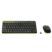 Logitech MK240 Nano 2.4GHz Wireless USB Keyboard & Mouse Combo Spill-Resistant Design-Black/Chartreuse Yellow(Open Box)