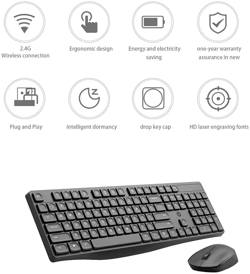 HP CS10 Wireless 2.4GHz USB Multi-Device Bluetooth Keyboard & Mouse Combo-Black(Open Box)