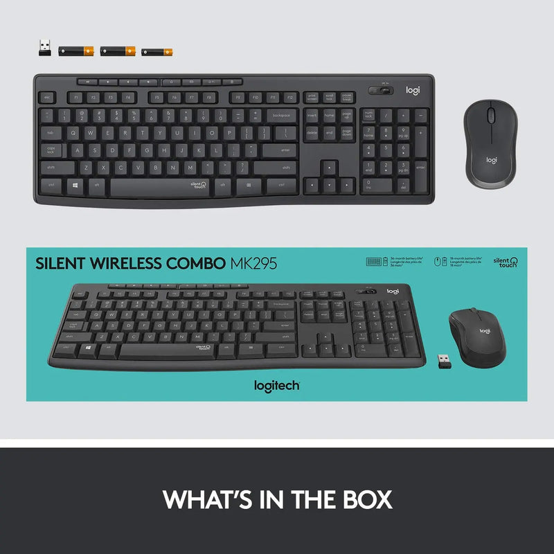 Logitech MK295 Silent Wireless Mouse & Keyboard Combo With SilentTouch Technology Numpad-Black(Open Box)