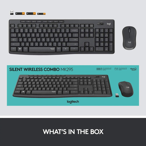 Logitech MK295 Silent Wireless Mouse & Keyboard Combo With SilentTouch Technology Numpad-Black(Open Box)