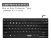 Quantum QHM7307 Mini Spill-Resistant USB Wired Slim Keyboard with Chocolate Keys-Black(Open Box)