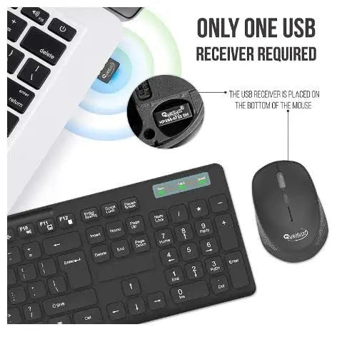 Quantum QHM9350 2.4GHz Wireless Keyboard With Mouse Combo-Black(Open Box)
