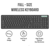 Quantum QHM9350 2.4GHz Wireless Keyboard With Mouse Combo-Black(Open Box)