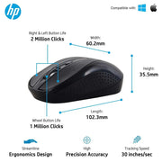 HP 4SC12PA-ACJ Multimedia Slim 2.4GHz Wireless USB Keyboard & Mouse Combo 10M Range-Black(Open Box)