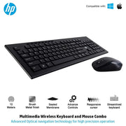 HP 4SC12PA-ACJ Multimedia Slim 2.4GHz Wireless USB Keyboard & Mouse Combo 10M Range-Black(Open Box)