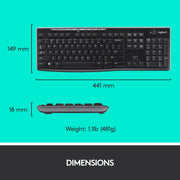 Logitech MK270R Wireless USB Keyboard & Mouse Combo-Black(Open Box)