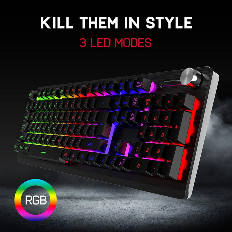 Redgear MT02 Gaming Wired Keyboard With LED Modes Windows Key Lock Injected Keycaps Control Knob (Open Box)