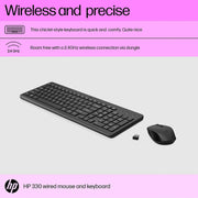 HP 330 2.4GHz Wireless Keyboard & Mouse Set 1600DPI-Black(Open Box)