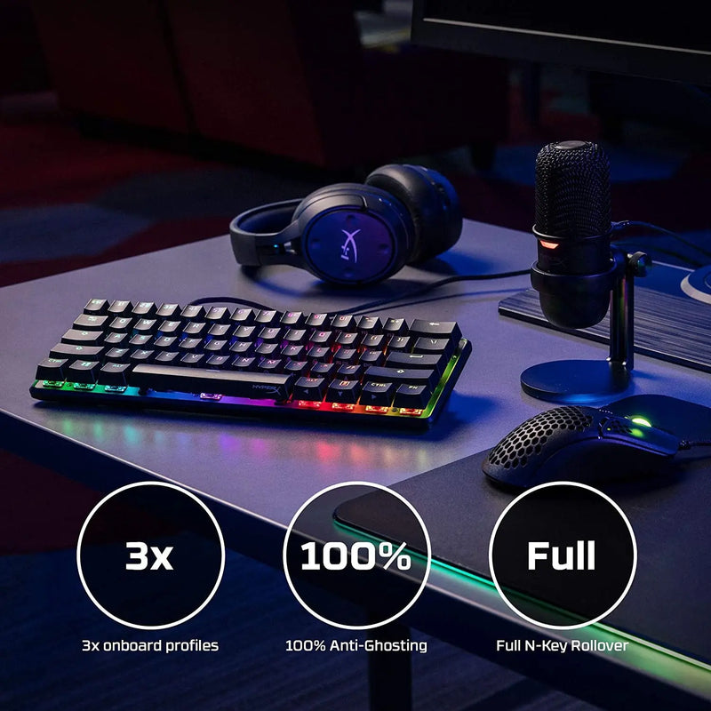 HyperX HKBO1S-RB-US/G Alloy Origins 60 USB-C Mechanical RGB Gaming Wired Keyboard Red Switch (Open Box)