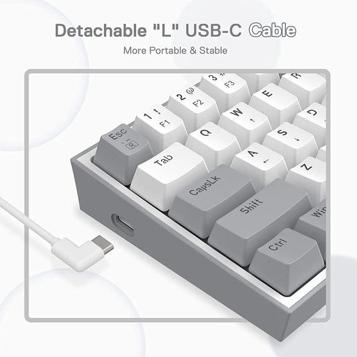 Redragon K617 Fizz 60% Wired RGB Gaming Keyboard-White & Grey Color Keycaps(Open Box)