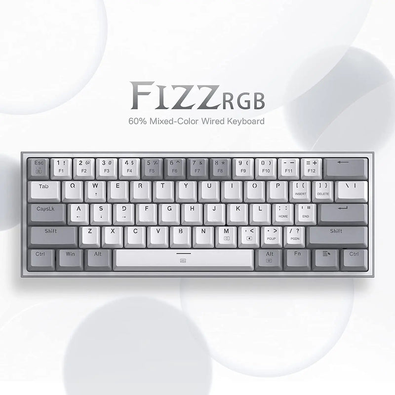 Redragon K617 Fizz 60% Wired RGB Gaming Keyboard-White & Grey Color Keycaps(Open Box)