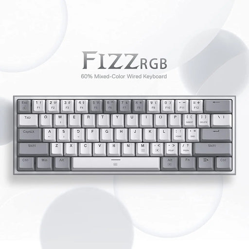 Redragon K617 Fizz 60% Wired RGB Gaming Keyboard-White & Grey Color Keycaps(Open Box)