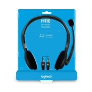 Logitech H110 Wired On Ear Headphones With Mic Stereo With Noise-Cancelling 3.5-Mm Dual Audio Jack(Open Box)
