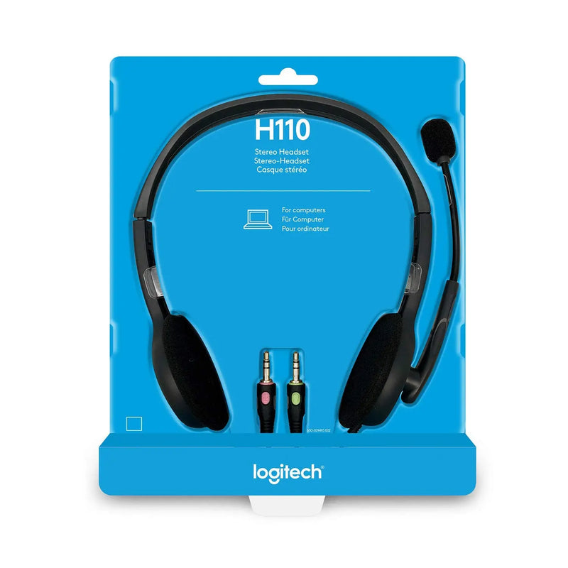 Logitech H110 Wired On Ear Headphones With Mic Stereo With Noise-Cancelling 3.5-Mm Dual Audio Jack(Open Box)