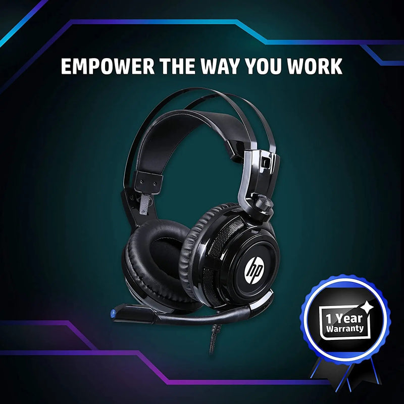 HP H200 Wired Gaming Over Ear Headphones With Mic 8AA04AAACJ-Black(Open Box)
