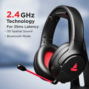boAt Immortal Im1300 Gaming Bluetooth 2.4Ghz Wireless Over Ear Headphones With Mic-Black Sabre(Open Box)