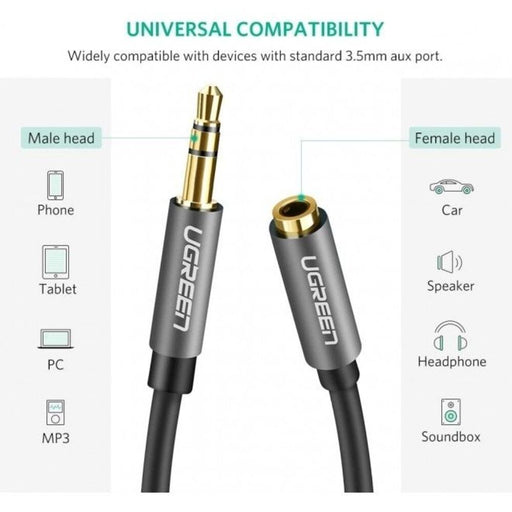Ugreen 10593 3.5mm Male To 3.5mm Female Headphone Extension Cable 1.5M