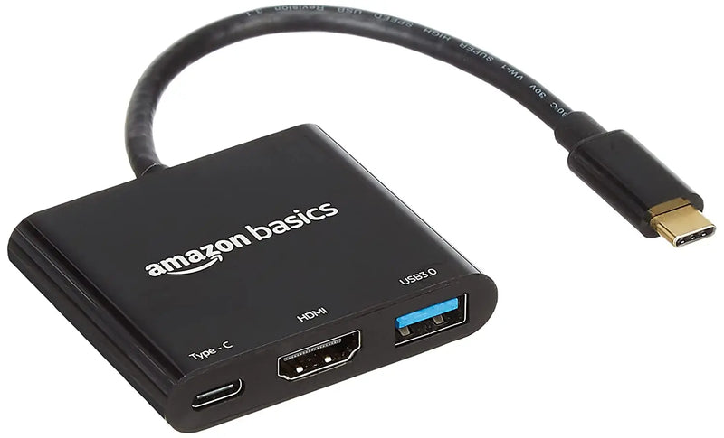 Amazon Basics 3-In-1 USB Type C Adapter With HDMI/USB 3.0 Port/Type-C Outputs (Open Box)