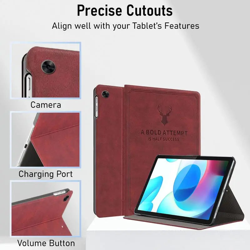 Robustrion Deer Flip Case Cover For Realme Pad 10.4" Cover-Deer Wine Red(Open Box)