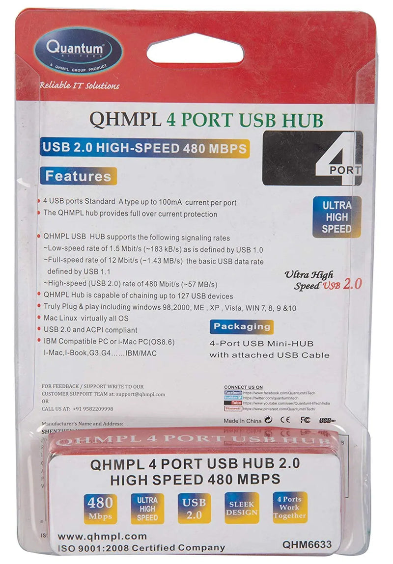 Quantum QHM6633 4-Port USB Hub(Open Box)
