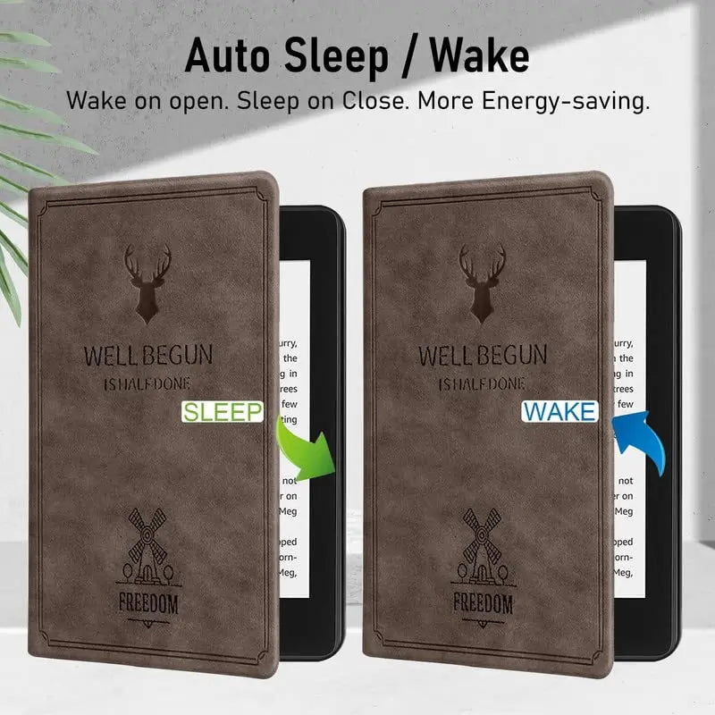 Robustrion Flip Stand Case Cover For All Kindle 2022 6" 300 Ppi 11th Gen-Deer Coffe(Open Box)