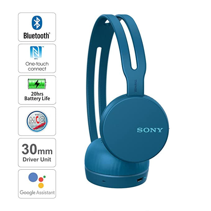 Sony WH-CH400 Wireless Headphones (Blue)