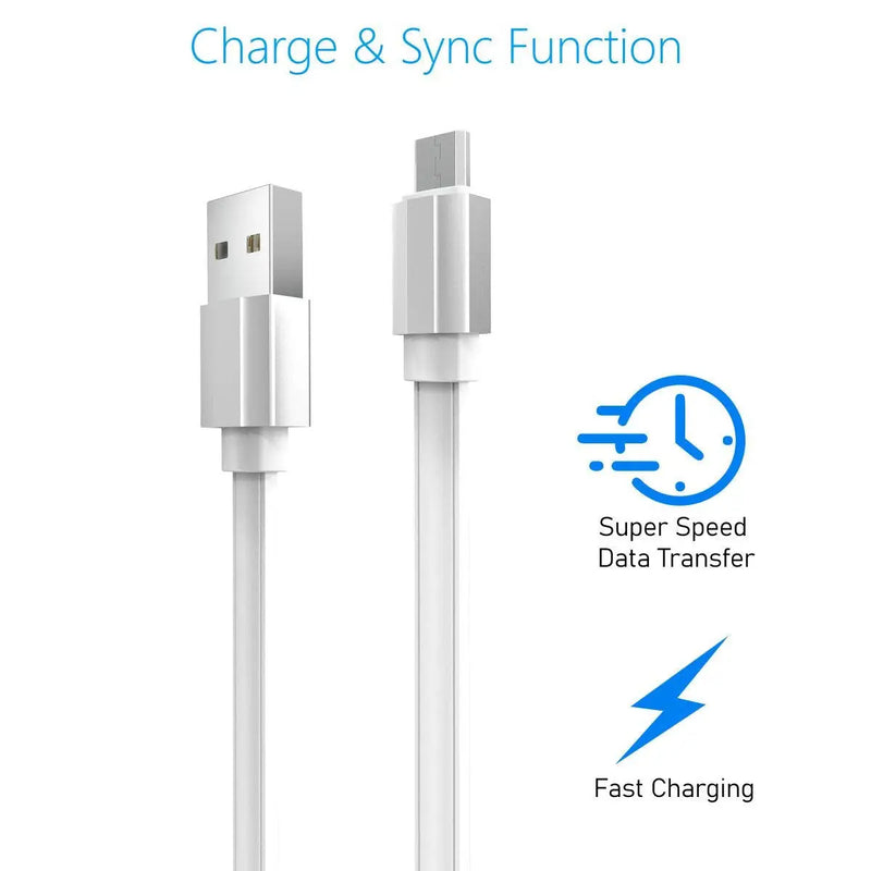 Portronics Konnect Flat POR-434, 2.4A Micro USB Cable With Charge & Sync Function For Micro USB Devices 1M (White)
