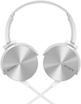 SONY XB450 Wired without Mic Headset  (White, On the Ear)