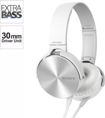 SONY XB450 Wired without Mic Headset  (White, On the Ear)