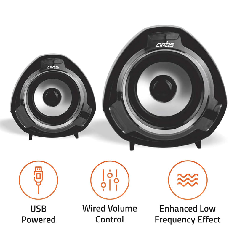 Artis S9 2.0 USB Multimedia Speakers 6W RMS Output-Black(Open Box)