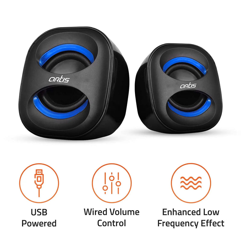Artis Mini 2.0 USB Multimedia Speakers-Blue(Open Box)
