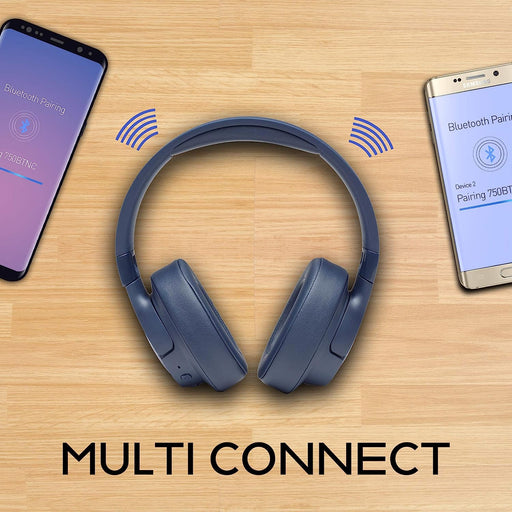 JBL Tune JBLT750 Bluetooth Wireless Over Ear Headphones with mic (Blue)