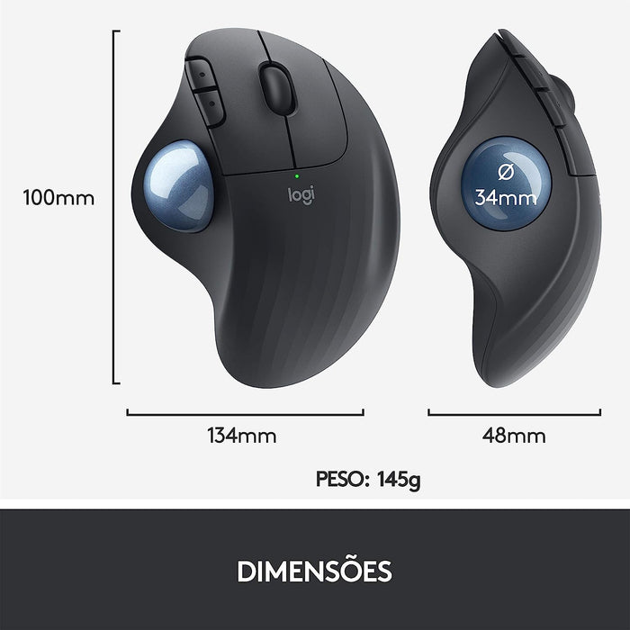 Logitech Ergo M575 Wireless, Bluetooth Trackball (Black)