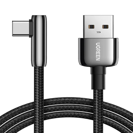 UGREEN 70413 USB 2.0-A Male To Angled USB-C Male Cable Zinc Alloy Shell With Braided 1M (Black)