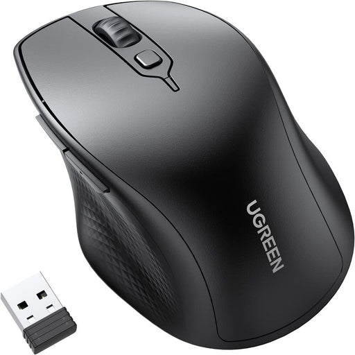 UGREEN 90395 Ergonomic Wireless BT 5.0 + 2.4G 4000Dpi Silent Optical Mouse (Black)