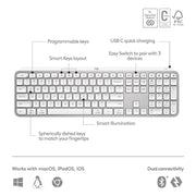 Logitech 920-011563 MX Keys S Wireless Bluetooth Keyboard-White