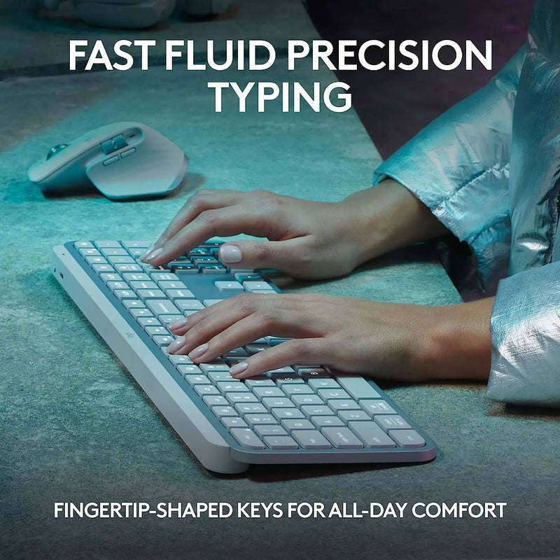 Logitech 920-011563 MX Keys S Wireless Bluetooth Keyboard-White