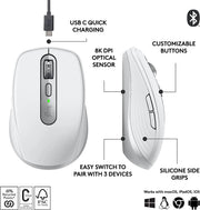 Logitech 910-006933 MX Anywhere 3S Bluetooth Wireless Mouse-Pale Grey