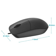 RAPOO N100 Wired USB Mouse 3Y 1600 DPI Optical Tracking- Black