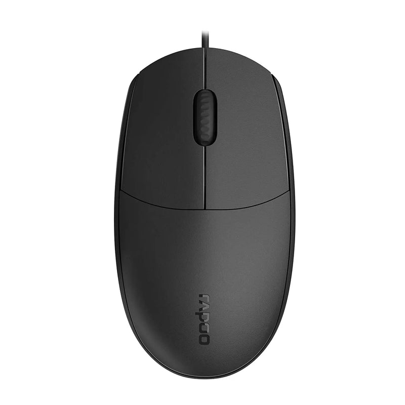 RAPOO N100 Wired USB Mouse 3Y 1600 DPI Optical Tracking- Black