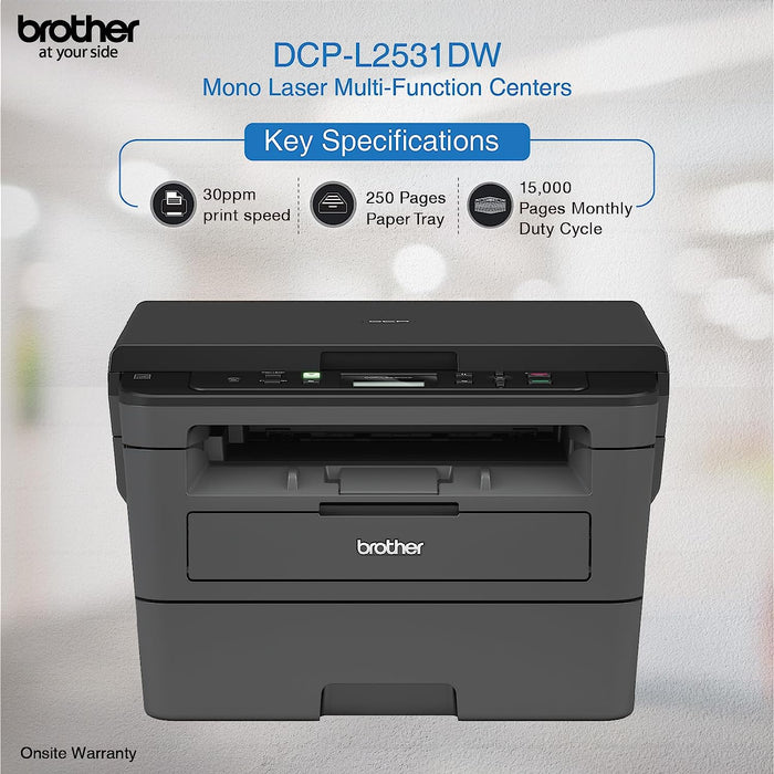 Brother DCP-L2531DW Multi-Function Monochrome Laser Printer With Auto-Duplex Printing & Wi-Fi(Black)