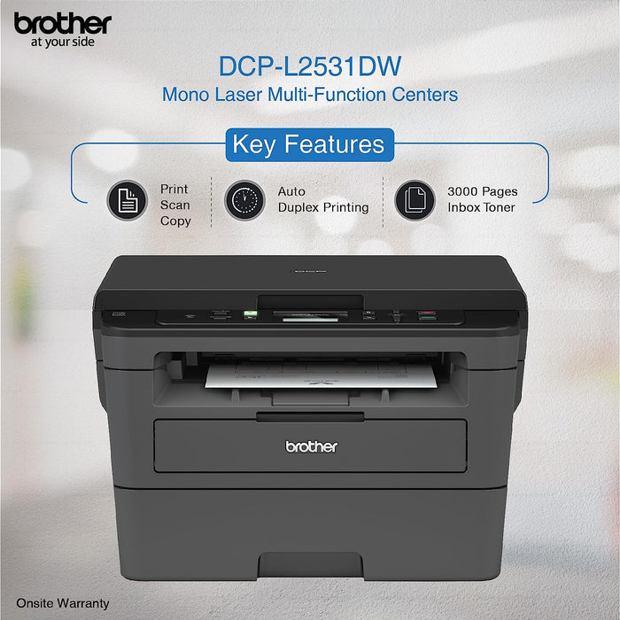 Brother DCP-L2531DW Multi-Function Monochrome Laser Printer With Auto-Duplex Printing & Wi-Fi(Black)