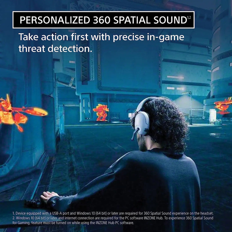 Sony INZONE H3, MDR-G300 Wired Gaming Over-Ear Headphones With 360 Spatial Sound-White