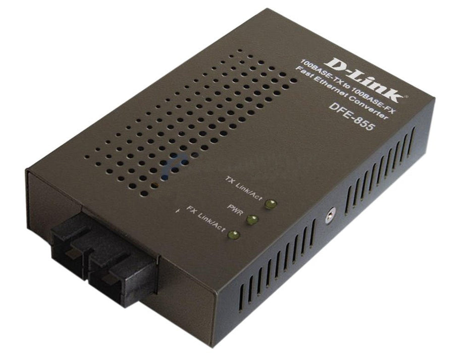 D-Link DFE-855MI media converter converts 10/100BASE-TX Ethernet twisted