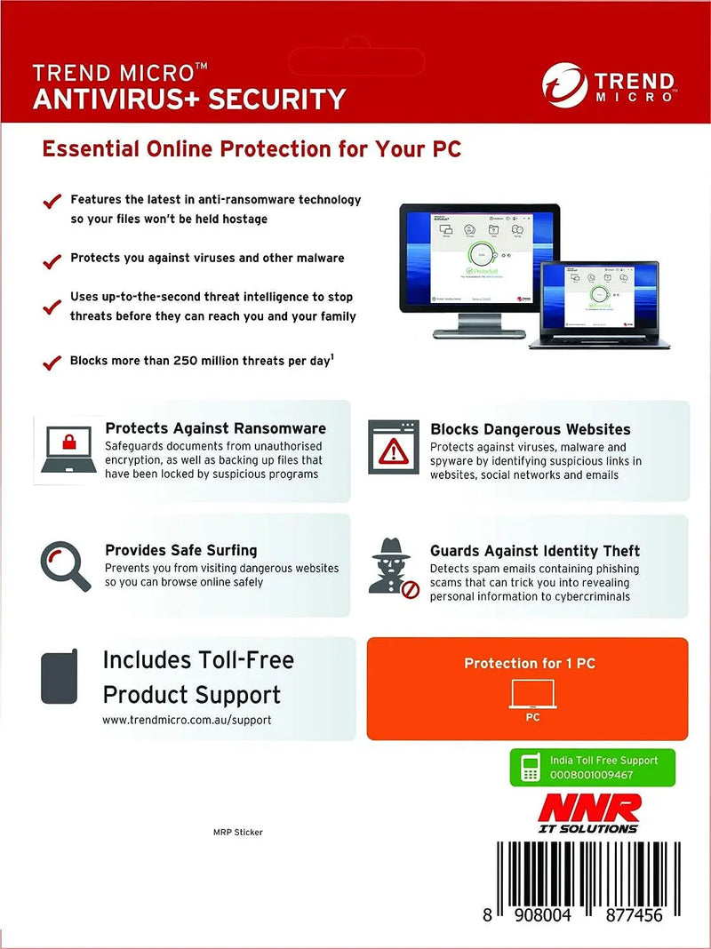 Trend Micro Internet Security Latest Version (Windows) - 1 User, 1 Year (Email Delivery in 2 Hours - No CD)
