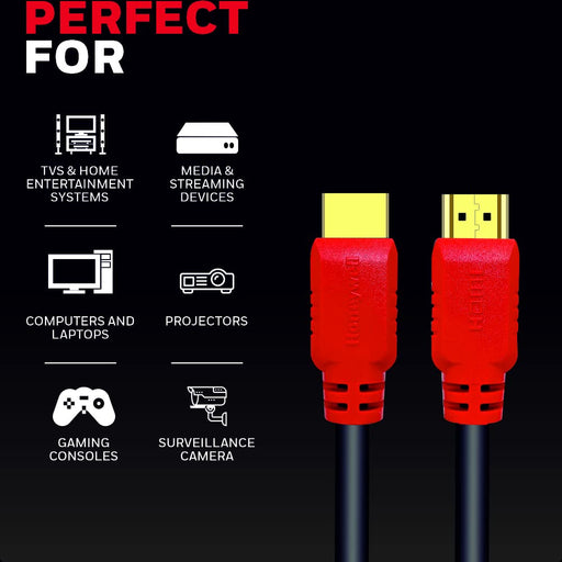 HONEYWELL HC000007 HDMI 1.4 Cable With Ethernet 20M (Black/Red)