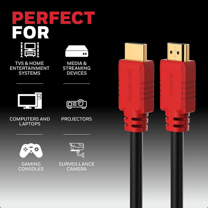 HONEYWELL HC000002 HDMI 1.4 Cable With  Ethernet,10.2 Gbps,Supports 3D/4KX2K UHD 3M-Black