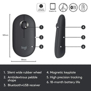 Logitech Pebble M350 Wireless Mouse With Bluetooth - Silent, Slim (Graphite)