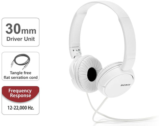 Sony MDR-ZX110A On-Ear Stereo Headphones (White), without mic